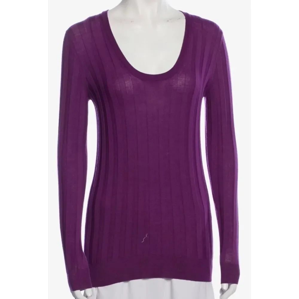 Plan C Merino Wool Scoop Neck Ribbed Long Sleeve Sweater Sz. 46 (US 10)